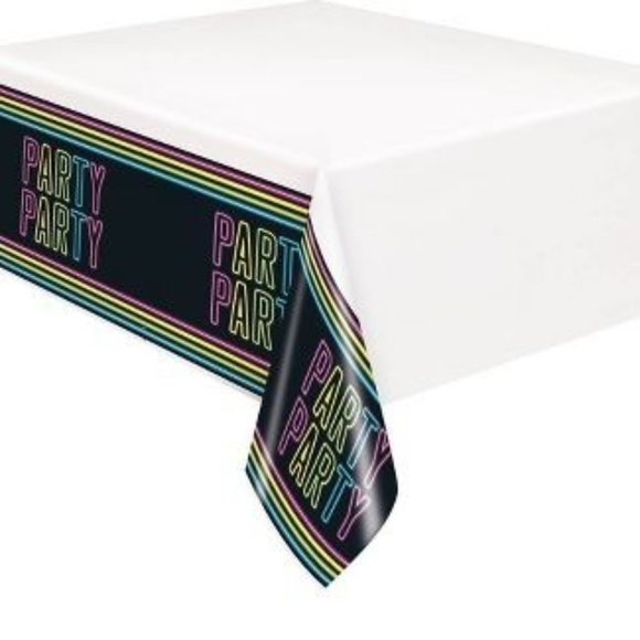 Unique Neon Party Plastic Tablecover (Nappe en Plastique) 54" x 108" Lot of 2 - Picture 2 of 5